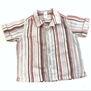 Janie and Jack Striped Short Sleeve Button Down Boys Shirt Size 2T Toddler